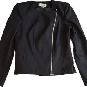 Calvin Klein Women’s Black Asymmetrical Zip Jacket Blazer Size 6 Moto Style